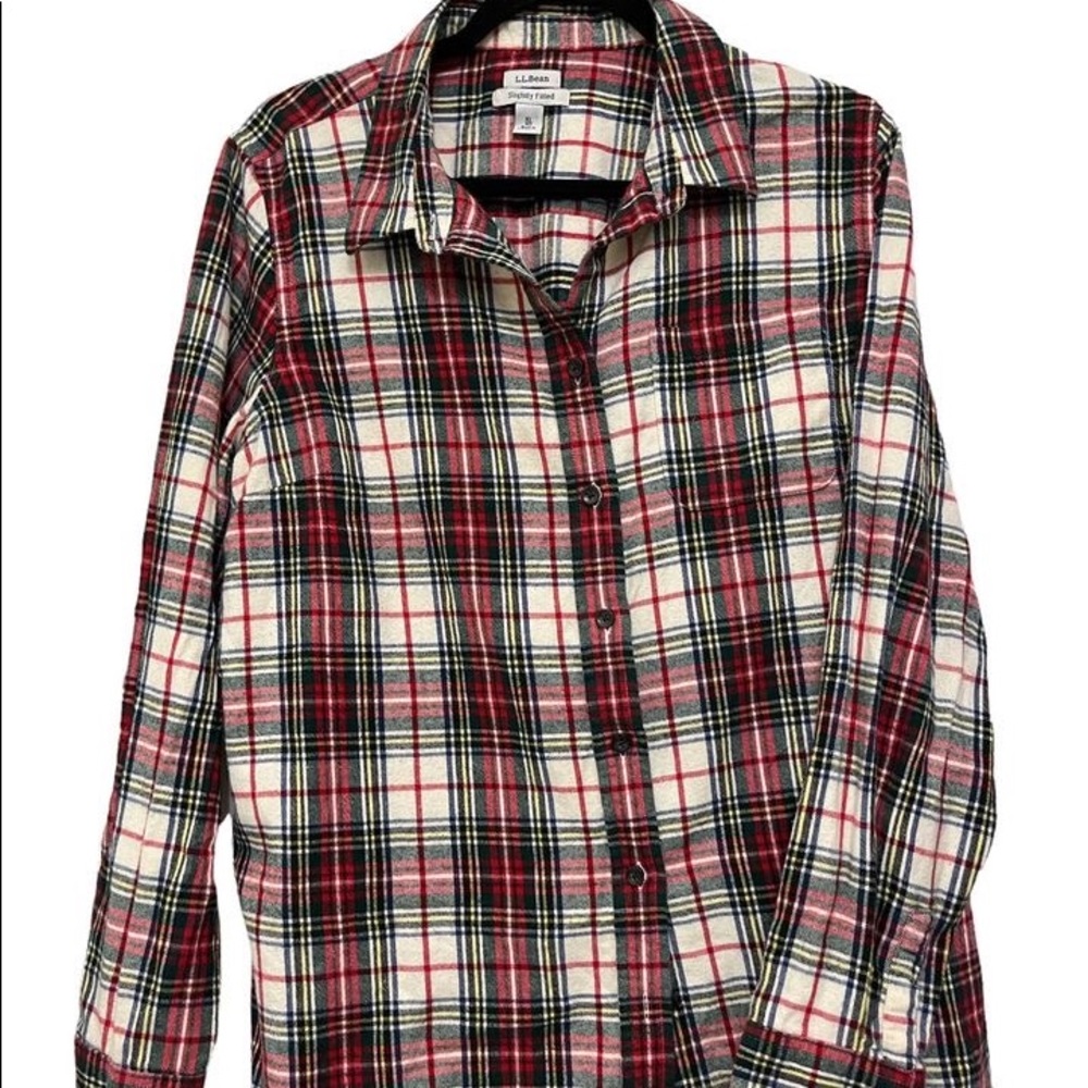 L.L. Ben Women’s Classic Red Flannel Shirt Slightly Fitted Plaid XL